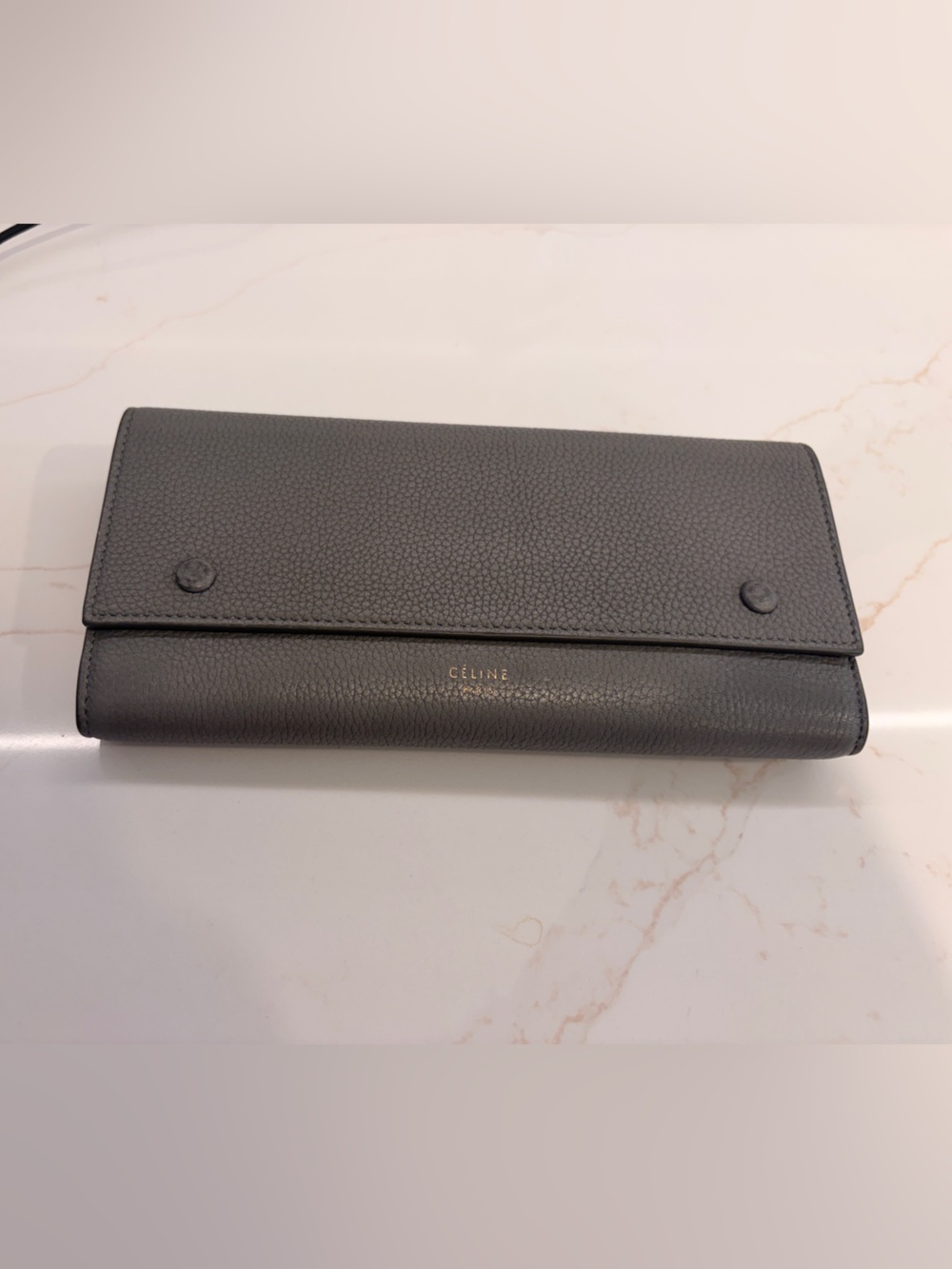 Celine Pebbled Leather Long Wallet